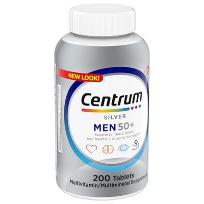 Centrum Silver Men&#39;s 50+ Multivitamin with Vitamin D3, B-Vitamins, Zinc for Memory and Cognition - 200 Tablets