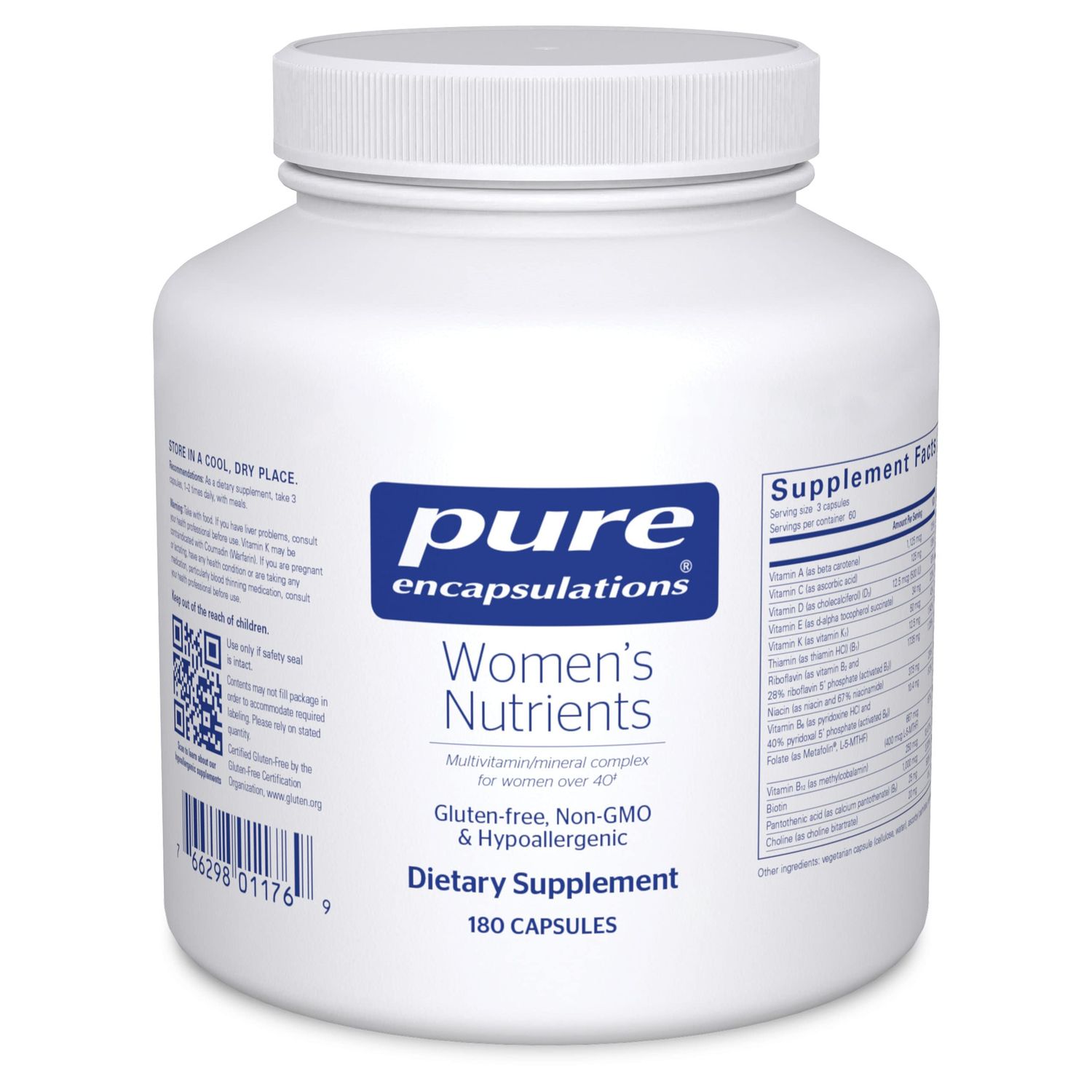 Pure Encapsulations Women&#39;s Nutrients - Multivitamin for Women Over 40 to Support Urinary Tract Health, Breast Cell Health &amp; Eye Integrity* - with Vitamin C, Vitamin E &amp; Vitamin A - 180 Capsules