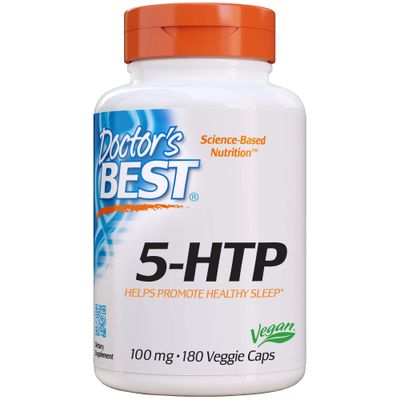 Doctor&#39;s BEST 5-HTP, Supports Mental &amp; Emotional Well-Being, Non-GMO, Vegan, Gluten Free, Soy Free, 100 Mg, 180 Veggie Caps
