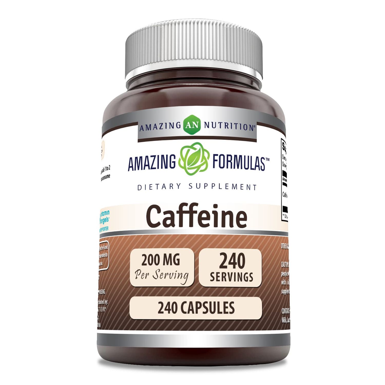 Amazing Formulas Caffeine Supplement | 200 Mg | 240 Capsules | Non-GMO | Glute-Free | Made in USA