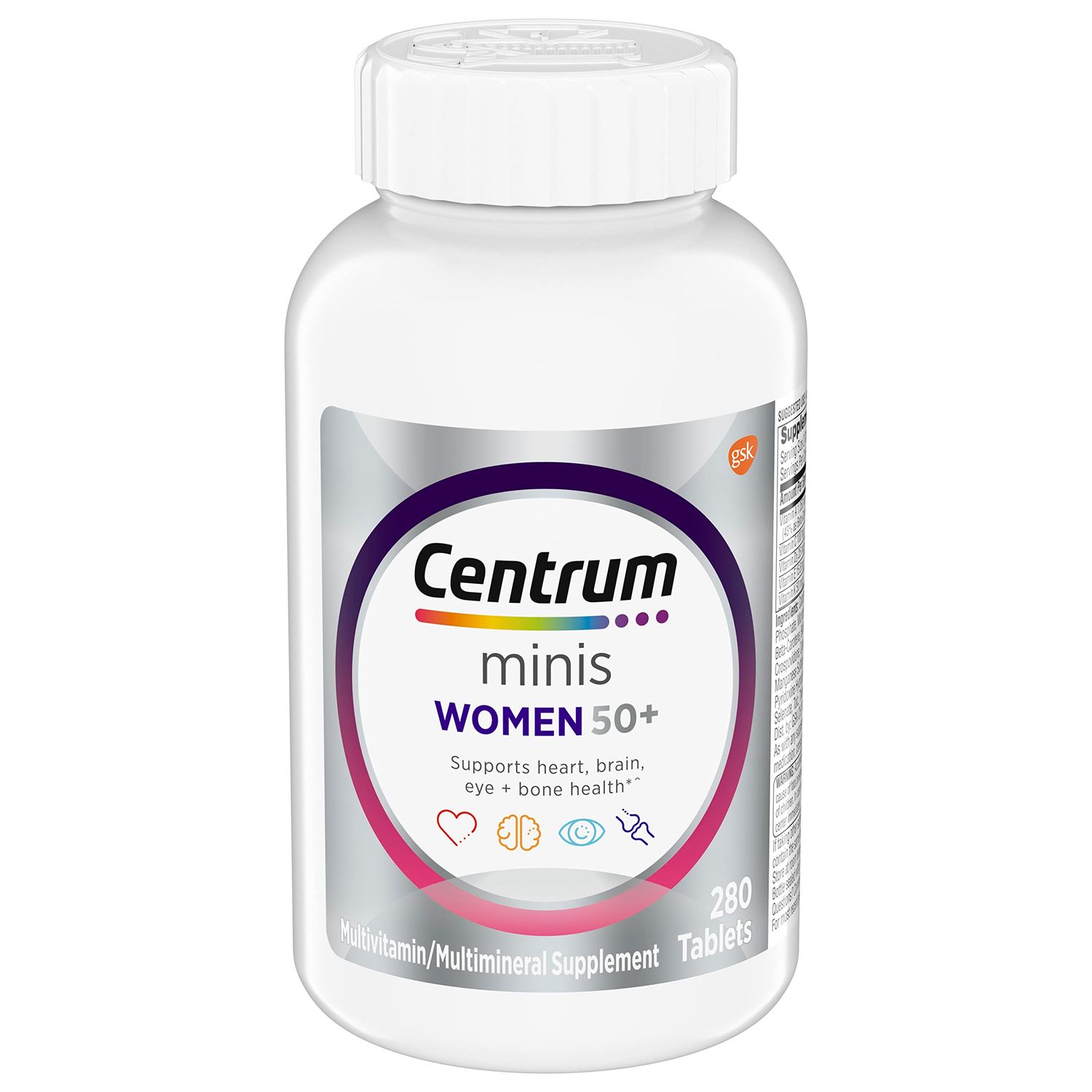 Centrum Minis Silver Women&#39;s Multivitamin for Women 50 Plus, Multimineral Supplement with Vitamin D3, B Vitamins, Non-GMO Ingredients, Supports Memory and Cognition in Older Adults - 280 Ct