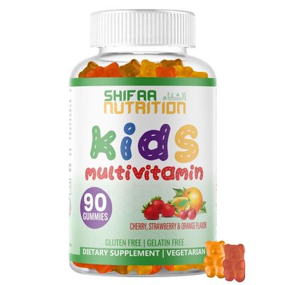 SHIFAA NUTRITION Halal Kids Multivitamin Gummies, 45-90 Days Supply, with All Essential Kids Vitamins. Toddler Vitamins with Vitamin C, D, Zinc, A, E, B6, B12, Biotin | Halal Gummy Vitamins for Kids
