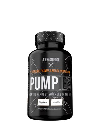 Axe &amp; Sledge Supplements PUMPIES Nitric Oxide Booster with VasoDrive-AP and Nitrosigine, Increase Pumps, Performance, and Recovery, 20 Servings, 100 Capsules