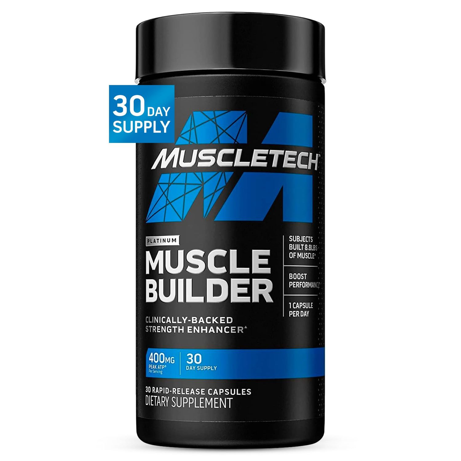 Muscletech Nitric Oxide Supplements for Men &amp; Women, Muscle Builder (30 Capsules) - Nitric Oxide Booster Supplement Supports Muscle Gain &amp; Performance - 400mg Peak ATP for Enhanced Strength
