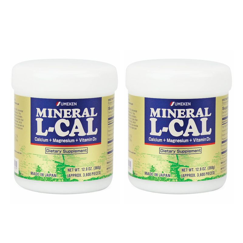 Umeken Mineral L-Cal Supplement, Large Bottle, 6 Month Supply, Enriched with Magnesium, Vitamin D3 and Minerals, 360g, 3600 Balls (Pack of 2)