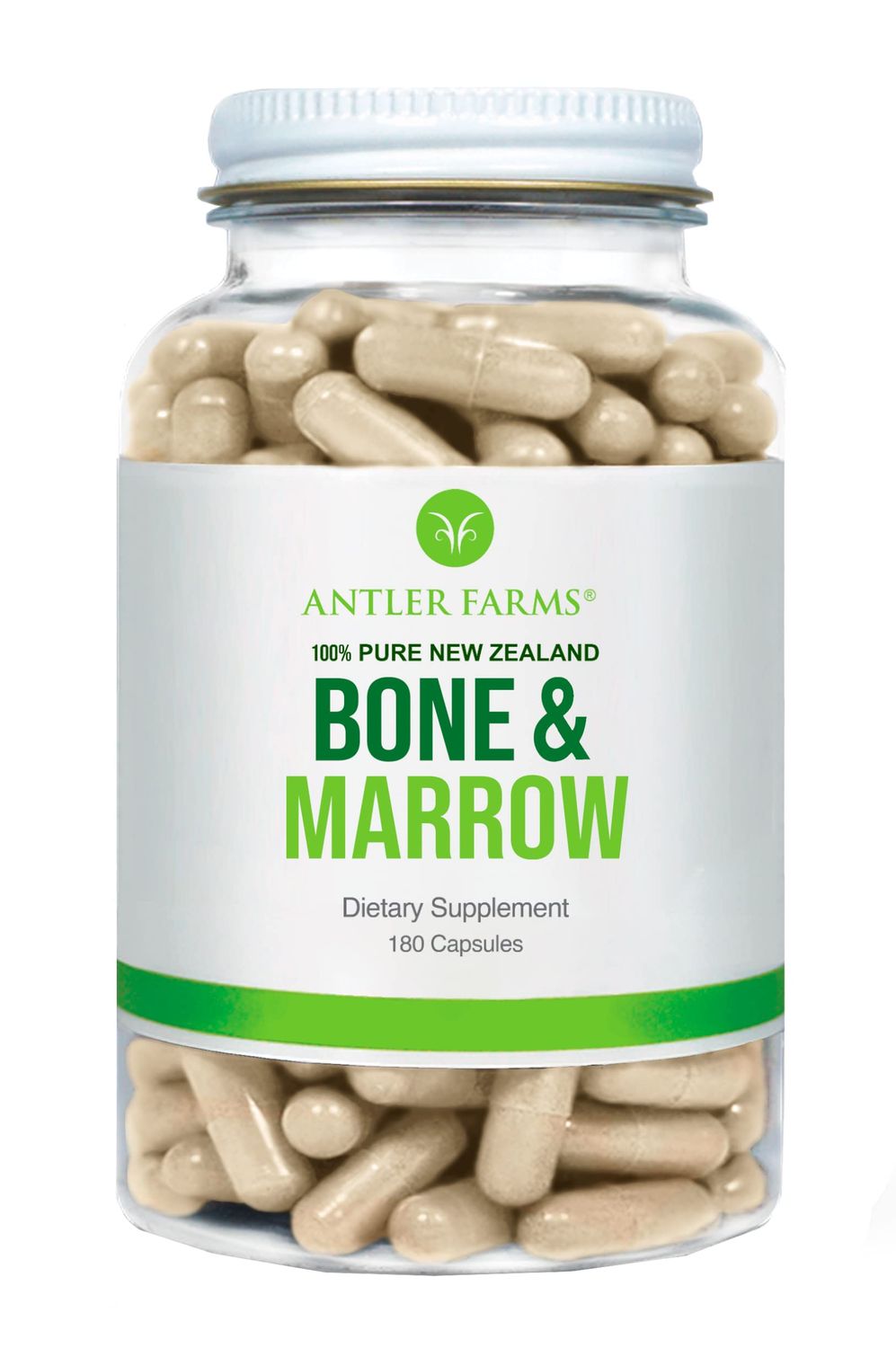 Antler Farms - 100% Pure New Zealand Bone &amp; Marrow, 180 Capsules, 750mg - Grass Fed, Pasture Raised Whole Bone Extract, Cold Processed, Healthy Essential Fats, Stem Cells, Collagen, Calcium
