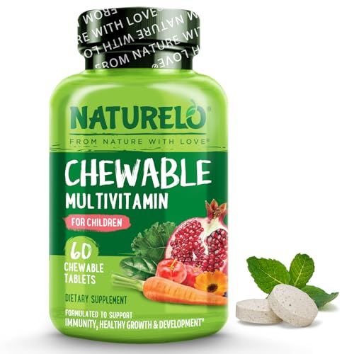 NATURELO Chewable Vitamin for Kids - Multivitamin with Whole Food Organic Fruit Blend - 60 Tablets for Children