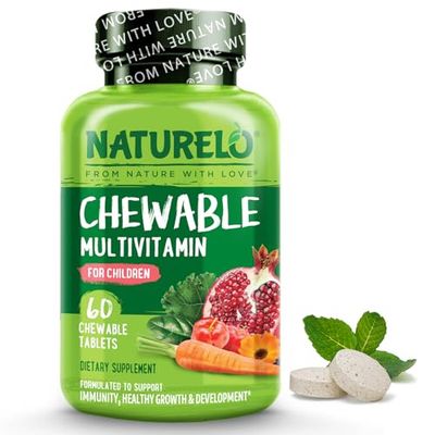 NATURELO Chewable Vitamin for Kids - Multivitamin with Whole Food Organic Fruit Blend - 60 Tablets for Children