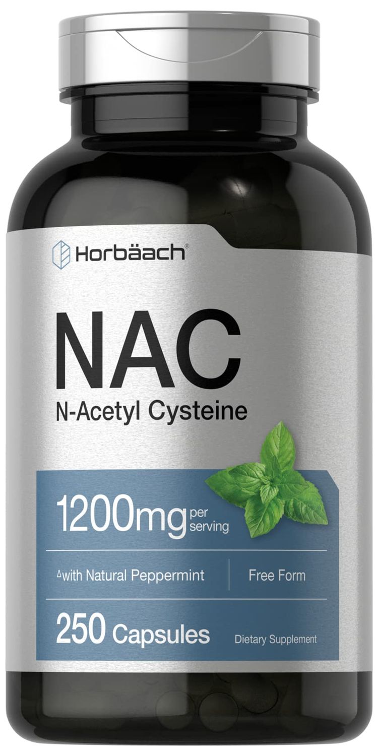 Horbach NAC N-Acetyl Cysteine Supplement 1200mg | 250 Capsules | with Natural Peppermint | Non-GMO, Gluten Free