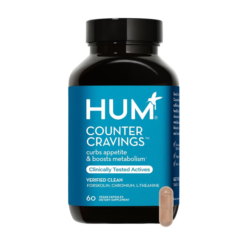 HUM Counter Cravings - Chromium Craving Suppressants with L-Theanine, Seaweed Extract &amp; Forskolin to Support a Healthy Lifestyle (60-Count)