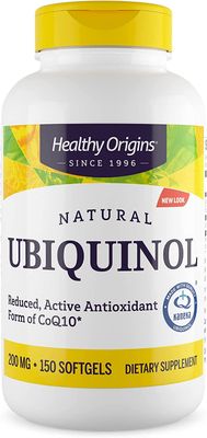 Healthy Origins Ubiquinol (Active Form of CoQ10), 200 mg - Activated Form of CoQ10 - Kaneka Ubiquinol Supplements for Heart Health &amp; Antioxidant Support - Gluten-Free &amp; Non-GMO - 150 Softgels