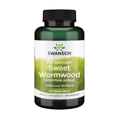 Swanson Sweet Wormwood - May Promote GI Gut Health, Microbial Balance &amp; Digestive Health Support - Herbal Supplement with Artemisinin - (90 Capsules, 425mg Each)