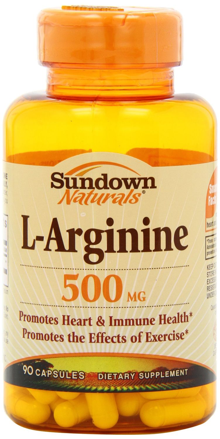 Sundown L-Arginine 500 mg, 90 Capsules (Pack of 2)