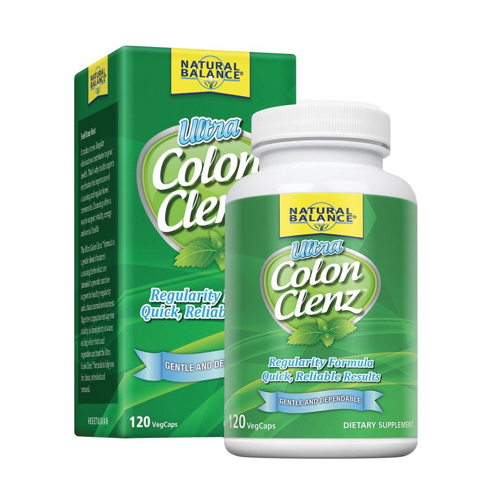 Natural Balance Ultra Colon Clenz | Herbal Colon Cleanse &amp; Detox Supplement | Gentle &amp; Dependable Overnight Formula | 120 Vegetarian Capsules