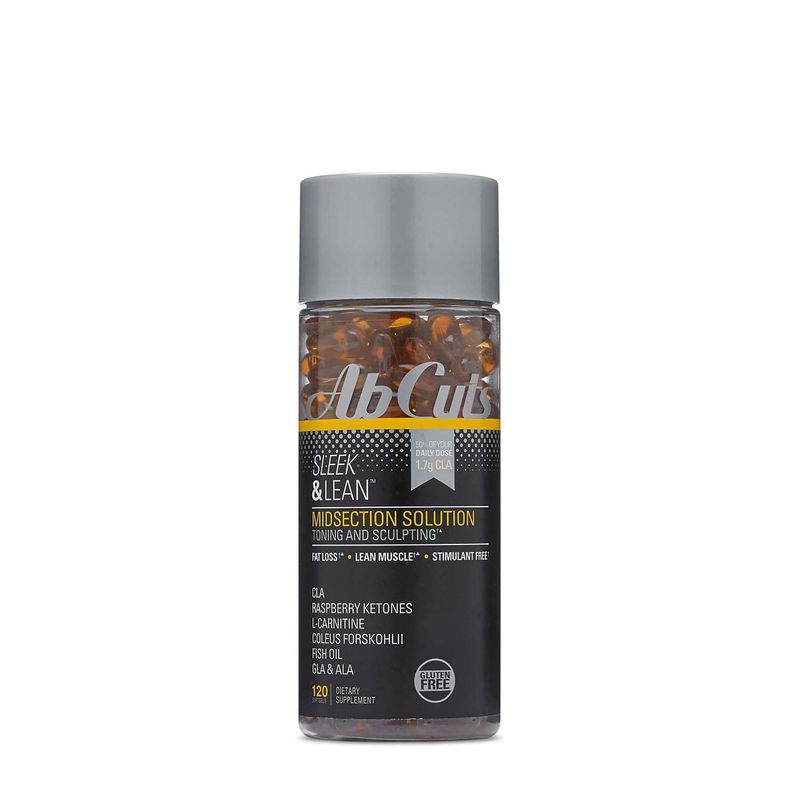 AbCuts Sleek and Lean - 120 Easy-to-Swallow Softgels - CLA Supplement, Fish Oil, Flaxseed Oil, L-Carnitine - Helps Increase Antioxidant Supply