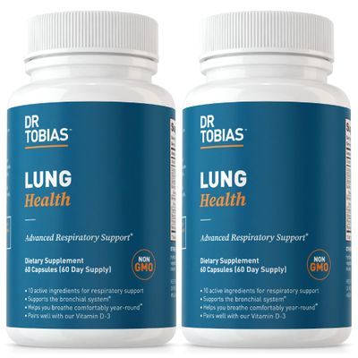 Dr. Tobias Lung Health, Lung Support Supplement with Vitamin C, Butterbur, Quercetin &amp; Bromelain, Lung Cleanse &amp; Detox Formula for Bronchial &amp; Respiratory System, Non-GMO, 120 Capsules