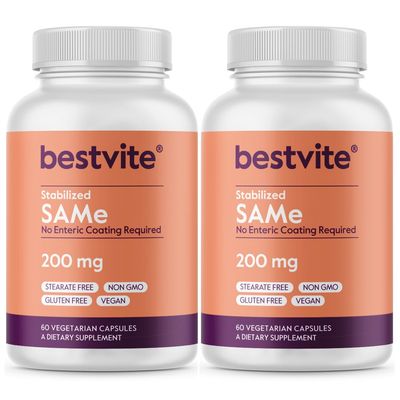 BESTVITE SAM-e 200mg Stabilized (180 Vegetarian Capsules) (3-Pack) - Premium Ingredient from Italy containing More Than 75% (SS) SAM-e, The Highest Active Level Available