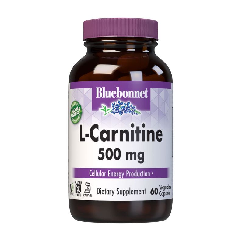 BlueBonnet L-Carnitine 500 mg Vitamin Capsules, White, 60 Count