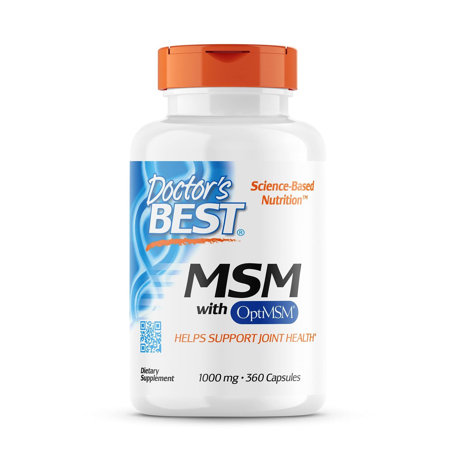 Doctor&#39;s Best MSM with OptiMSM, Joint Support, Immune System, Antioxidant and Protein-Building Role, Non-GMO, Gluten Free, 1000 mg, 360 Capsules