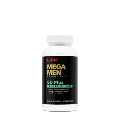 GNC Mega Men 50 Plus One Daily Multivitamin | Supports Prostate Function | Includes Support for Heart, Brain, &amp; Eye Health | 60 Count