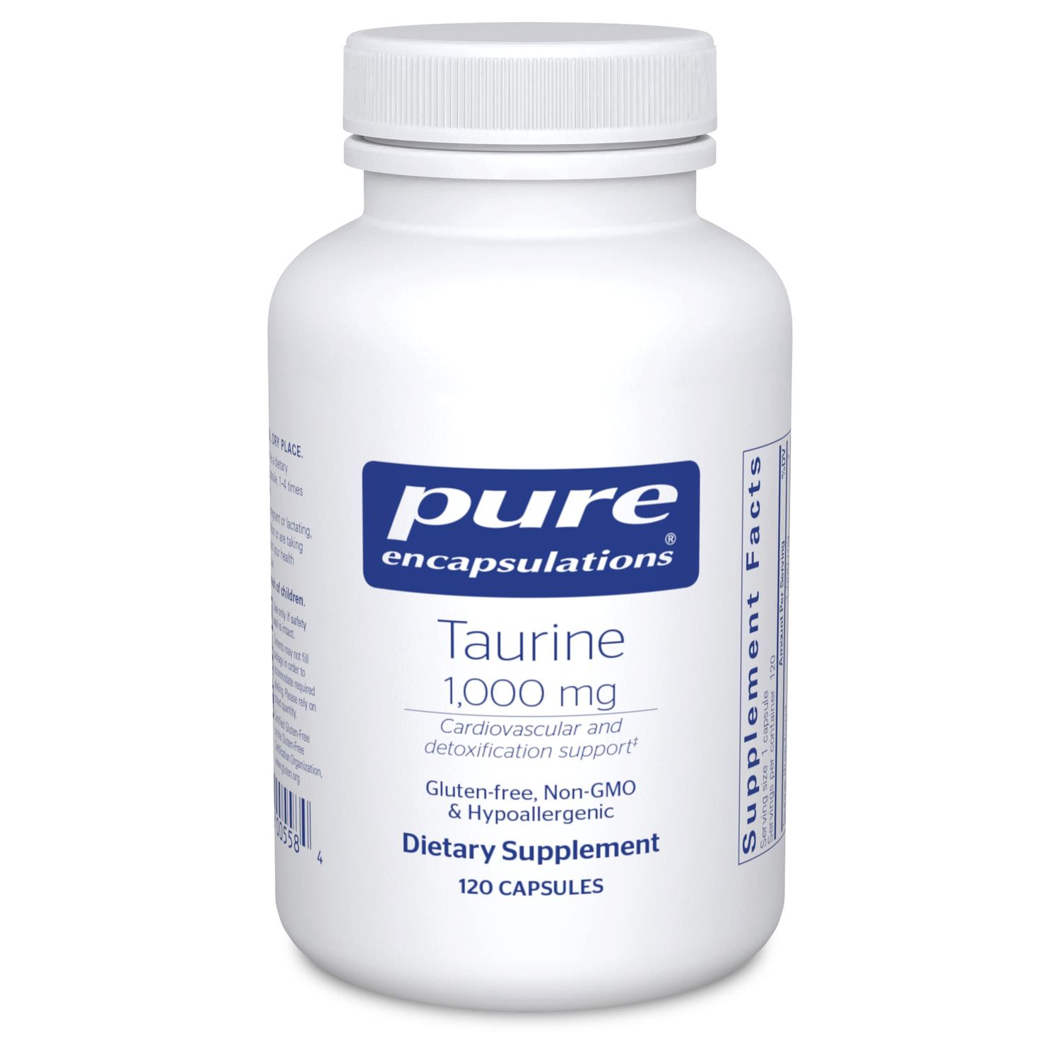 Pure Encapsulations Taurine 1,000 mg - Supports Heart Health &amp; Detox - Essential Amino Acid - Liver &amp; Gallbladder Health* - Vegan &amp; Gluten Free - 120 Capsules