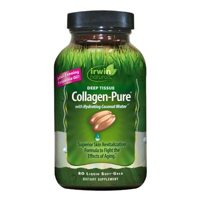 Irwin Naturals Deep Tissue Collagen-Pure - 80 Liquid Softgels - Intense Nourishment for The Skin - 2,000 mg of Hydrolyzed Collagen - 16 Total Servings