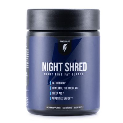 Night Shred Fat Burner and Natural Sleep Support | Ashwaganda, 5-HTP, CLA, Melatonin | Appetite Suppressant | Weight Loss Support Nighttime Fat Burning (60 Vegetarian Capsules)