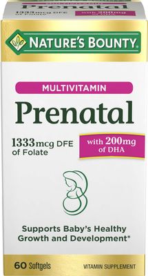 Nature&#39;s Bounty Prenatal Multivitamin, Supports Baby&#39;s Healthy Growth and Development, with 200mg DHA, 60 Softgels