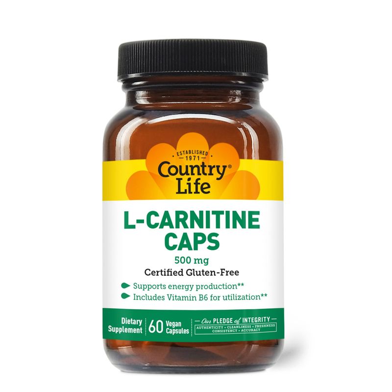 Country Life L-Carnitine 500 mg w/B-6, 60 Capsules