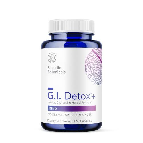 Biocidin G.I. Detox+ Gentle Binder - Activated Charoal, Zeolite &amp; Aloe for Digestive Health - Supports The Gut Cleanse Detox Process - May Reduce Bloating &amp; Gas (60 Capsules)
