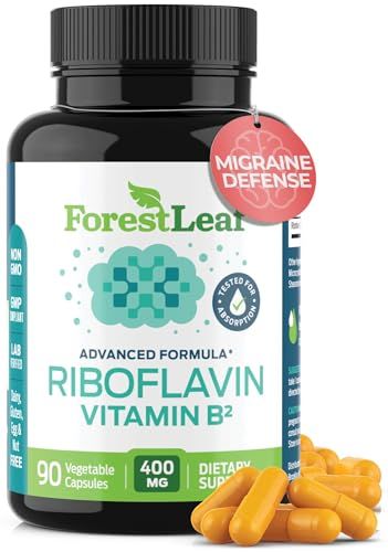 ForestLeaf Vitamin B2 Riboflavin 400mg - Energy, Skin &amp; Cellular Health Supplement - Nervous System Support - Vitamin B 2 VIT B - Non-GMO &amp; Gluten Free - B2 Vitamin 400mg Vegetable Capsules, 90 Count