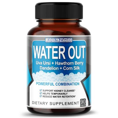 AUMETO Ultra Natural Water Out Pills with Uva Ursi Hawthorn Berry Dandelion Corn Silk - Full Body Cleanse and Kidney &amp; Stomach Support (90 Count (Pack of 1))