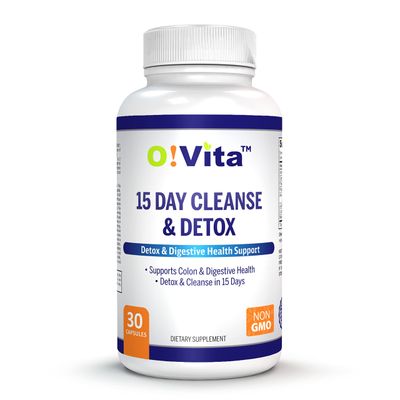 O!VITA 15-Day Cleanse and Detox Supports Digestive and Colon Health, Special Formula with probiotics, fine Herbs Such as Senna Leaf, Cascara Sagrada Bark, and More! (30 Non-GMO Capsules)