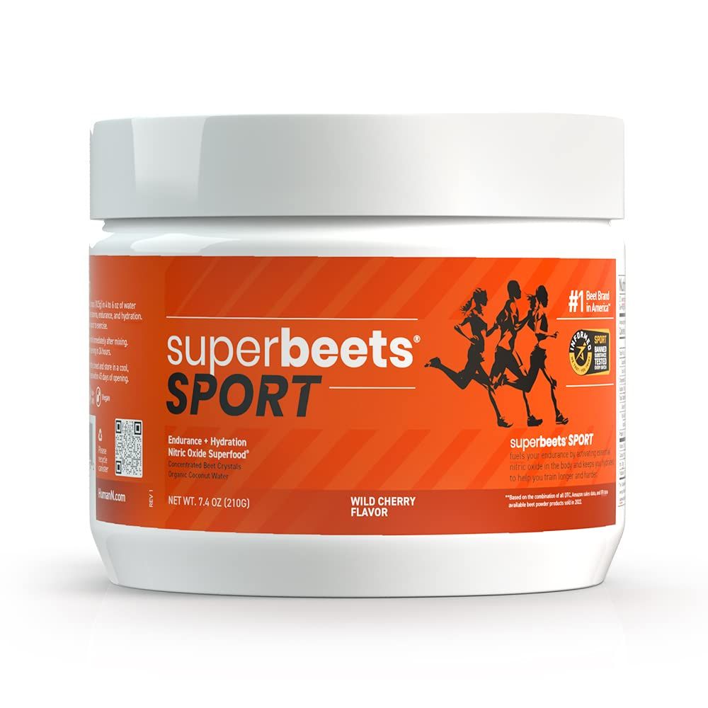 humanN SuperBeets Sport Pre Workout Powder - NSF Certified for Sport - Caffeine Free Energy - Nitric Oxide Supplement - Creatine &amp; Stimulant Free - Wild Cherry Flavor, 20 Servings