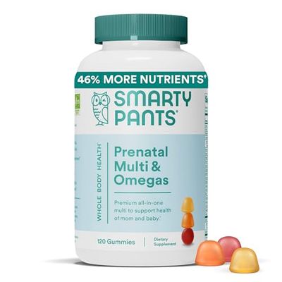 SmartyPants Prenatal Vitamins for Women, Multivitamin Gummies: Omega 3 Fish Oil (EPA/DHA), Biotin, Methylfolate, Vitamin D3, C, Vitamin B12, B6, Vitamin A, K &amp; Zinc, 120 Count (30 Day Supply)