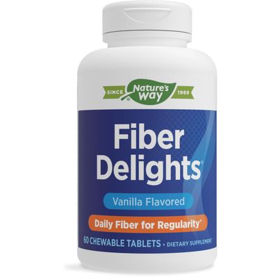 Nature&#39;s Way Fiber Delights Daily Fiber for Regularity*, Vanilla Flavored, 60 Chewable Tablets