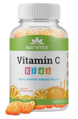 Natvites Kids Vitamin C Gummies - 120 Count of Tasty Immune Support Supplement for Kids, Toddlers, and Teens. Vitamin C Gummy Orange Flavored, Non-GMO, Gluten-Free, Vegan, Nut-Free, and Dairy-Free.