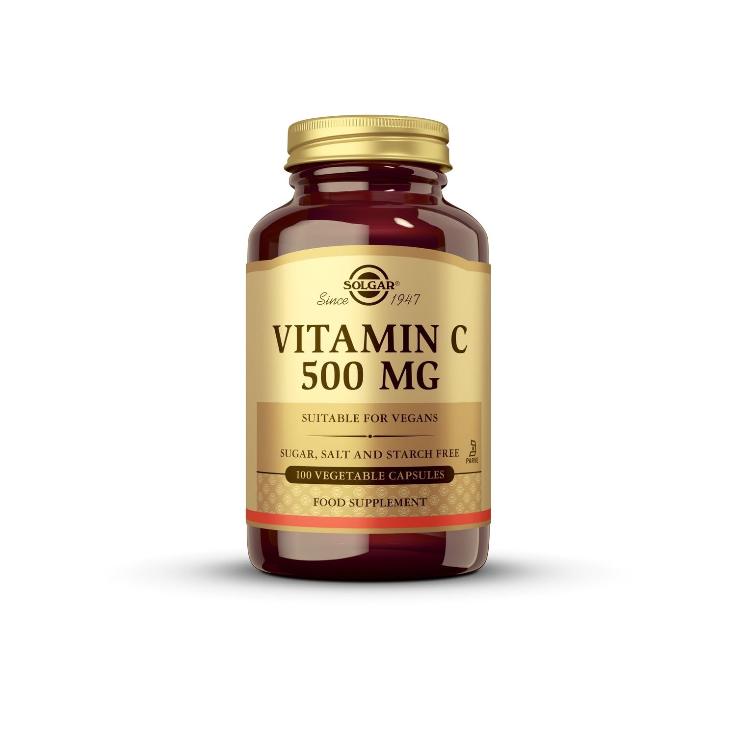 Solgar Vitamin C 500 mg, 100 Vegetable Capsules - Antioxidant &amp; Immune Support - Overall Health - Supports Healthy Skin &amp; Joints - Non GMO, Vegan, Gluten Free, Kosher - 100 Servings