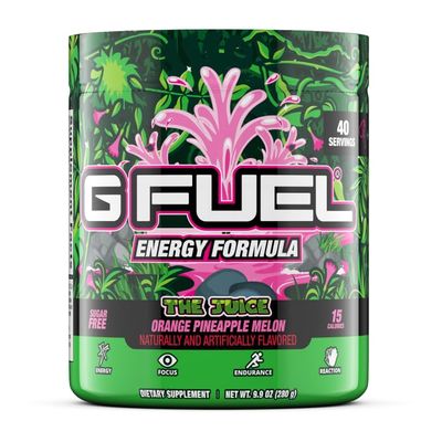 G Fuel The Juice Energy Powder, Sugar Free, Clean Caffeine Focus Supplement, Water Mix, Orange, Pineapple &amp; Melon Punch Flavor, Focus Amino, Vitamin + Antioxidants Blend - 9.9 oz (40 Servings)