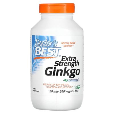 Doctor&#39;s Best Extra Strength Ginkgo, Non-GMO, Vegan, Gluten Free, Soy Free, Promotes Mental Function and Memory, 120 mg, 360 Count (Pack of 1)