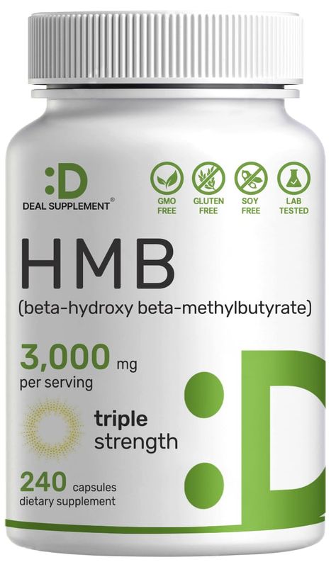 DEAL SUPPLEMENT Ultra Strength HMB Supplements 3,000mg Per Serving, 240 Capsules | Third Party Tested | Supports Muscle Growth, Retention &amp; Lean Muscle Mass | Fast Workout Recovery