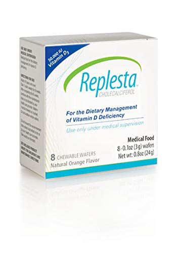 Replesta 50,000 IU Vitamin D3 Cholecalciferol, for Vitamin D Deficiency, Once-Weekly Chewable Wafer, Non-GMO, Natural Orange Flavor, 8 Count (Pack of 1)