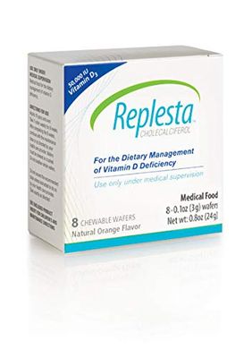 Replesta 50,000 IU Vitamin D3 Cholecalciferol, for Vitamin D Deficiency, Once-Weekly Chewable Wafer, Non-GMO, Natural Orange Flavor, 8 Count (Pack of 1)