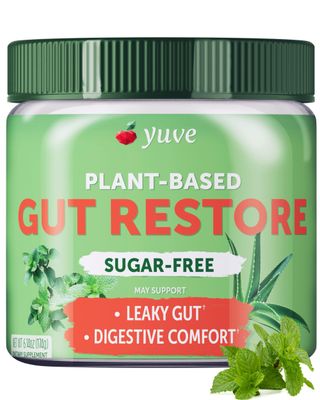 Yuve Gut Health Restore, Vegan &amp; Non-GMO Leaky Gut Repair Supplements, Helps to Relief Bloating, Heartburn, Constipation, Gas &amp; SIBO, with L-Glutamine, Licorice, &amp; Aloe, Pharmaceutical Grade, 30 Servs