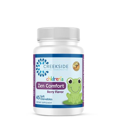 Zen Comfort for Kids, Organic Mood Support with 5-HTP, L-Theanine, Passionflower, Zinc, Pediatrician Formulated for Calm, Sugar-Free, Vegan, Berry Flavor, 45 Soft Chewables