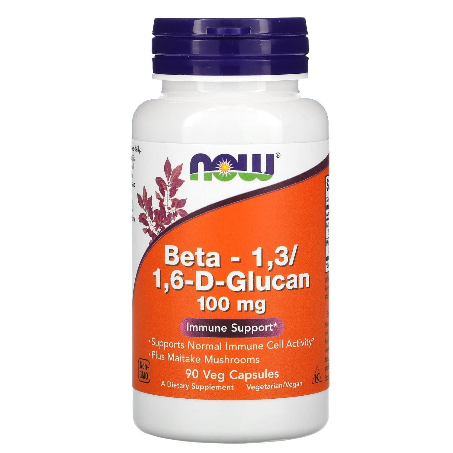 NOW Foods Supplements, Beta 1,3/1,6- D-Glucan 100 mg with Maitake Mushrooms, 90 Veg Capsules