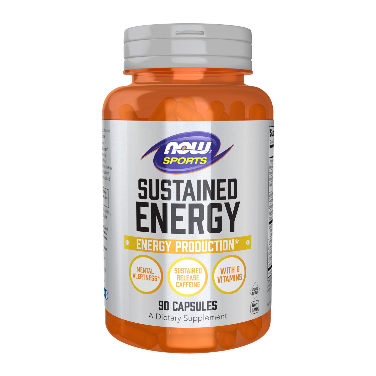 NOW Foods Sports, Sustained Energy Energy Production* Mental Alertness* Sustained Release Caffeine with B Vitamins 90 Veg Capsules