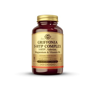 Solgar 5-HTP 100 mg, 90 Vegetable Capsules - Promotes Relaxation - Positive Mood &amp; Stress Support - Non-GMO, Vegan, Gluten Free, Dairy Free, Kosher, Halal - 90 Servings
