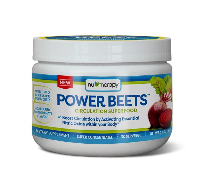 Nu-Therapy Power Beets - Super Concentrated Circulation Superfood - Dietary Supplement - Delicious Acai Berry Pomegranate Flavor - Non-GMO Beet Juice Powder - 30 Servings, red, 5.8 Ounce (Pack of 1)