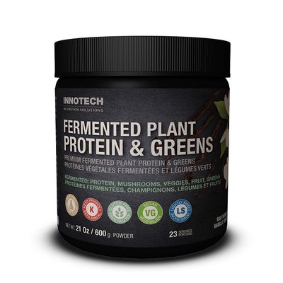 Innotech Nutrition Solutions Fermented Plant Protein &amp; Greens Vanilla, Lightly Sweetened - 600 g